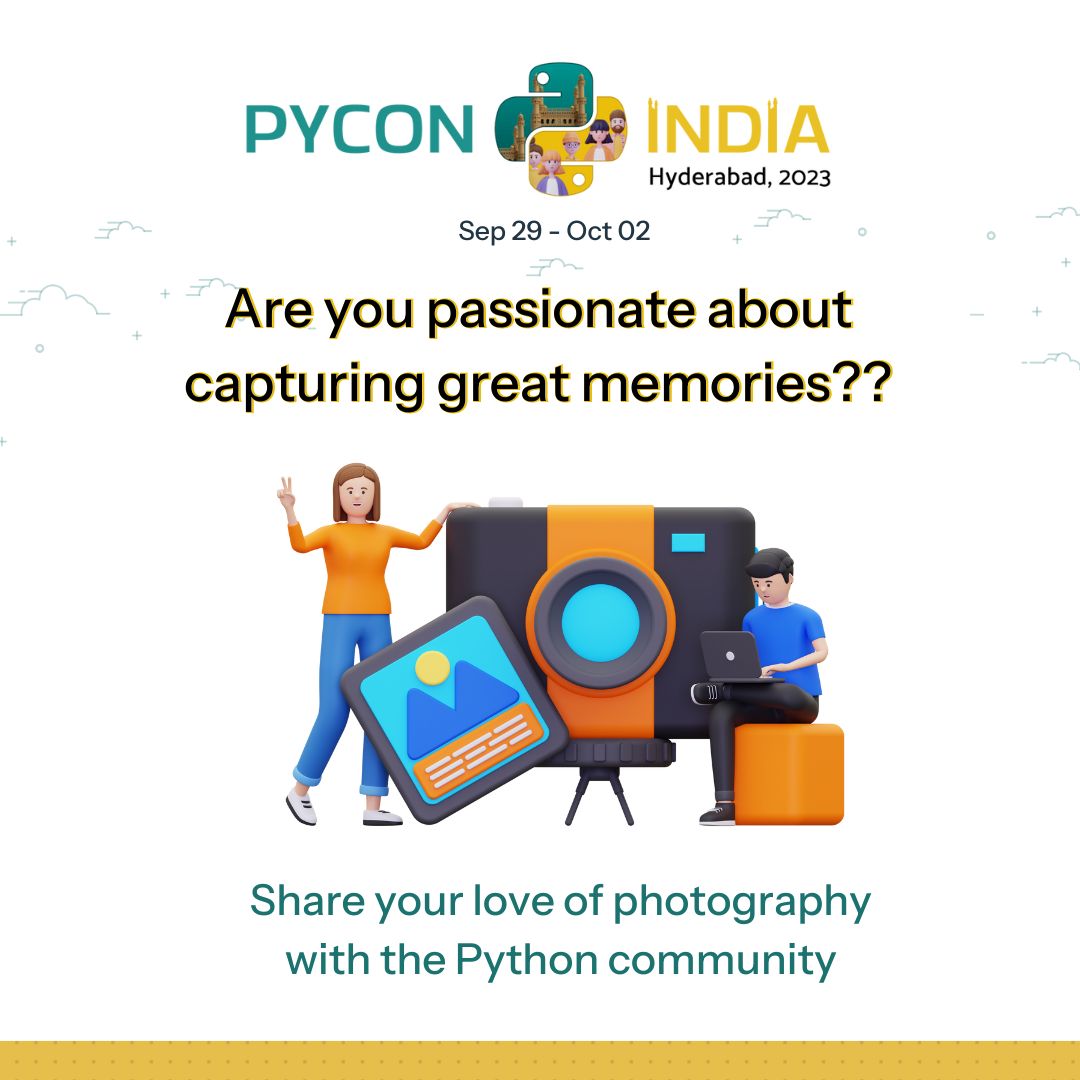 🎉Exciting opportunity! 📸We are looking for #photography #volunteers to capture memorable moments at #PyConIndia2023. If you have a passion for photography and want to be a part of our team, submit your details at tinyurl.com/photography-vo… Let's make memories together!