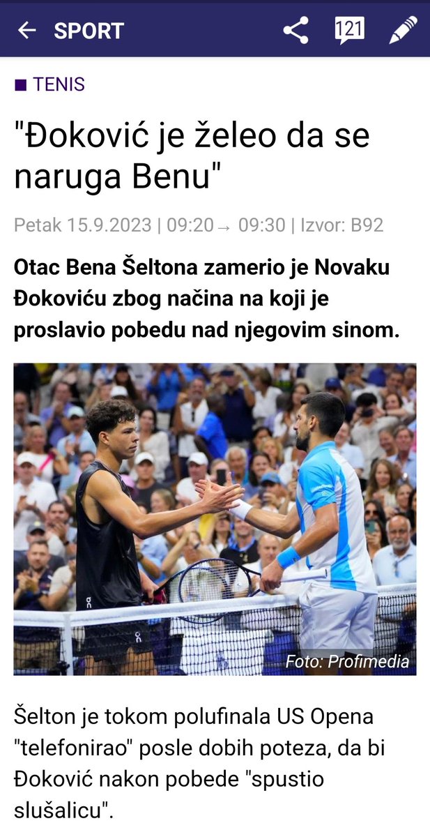 dokolenko's tweet image. Отац Бена Шелтона, који је након сваке победе на #USOpen2023 &quot;спуштао слушалицу&quot; својим противницима које је победио, замерио је Новаку Ђоковићу што је његовом сину, Бену Шелтону, &quot;спустио слушалицу&quot;, када га је победио! 🤔 Не знам како се зове ова болест. 🤮