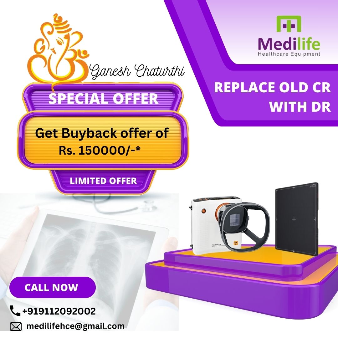 Medilifemktg's tweet image. On this Occasion of Ganesh Chaturthi
Replace old CR with  DR Get Buyback offer of Rs. 150000/-*
Go Digital, Make your life Easy &amp;amp; More Efficient
•Easy to Use
•No need  for any reader.
•Less Time
•High Accuracy
Call To find out more +919112092002
#portablexraymachine