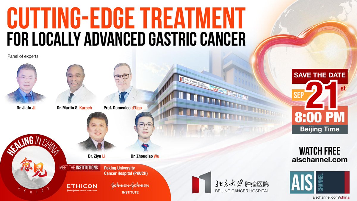 AIS Channel (@aischannel) on Twitter photo 📅 Tomorrow! join us at 8PM Beijing Time for "Cutting-Edge Treatment for Locally Advanced Gastric Cancer" from Healing in China series". Tune in for FREE on aischannel.com/live-surgery/c…
Featuring Dr. Ji, Dr. Li, Dr. Wu <a href="/siehk934/">Martin S Karpeh, Jr., MD</a> <a href="/ProfDugo/">Domenico D'Ugo</a> @Ethicon <a href="/JNJMedTech/">Johnson & Johnson MedTech</a> #some4surgery #IamAIS 📅 Tomorrow! join us at 8PM Beijing Time for "Cutting-Edge Treatment for Locally Advanced Gastric Cancer" from Healing in China series". Tune in for FREE on aischannel.com/live-surgery/c…
Featuring Dr. Ji, Dr. Li, Dr. Wu <a href="/siehk934/">Martin S Karpeh, Jr., MD</a> <a href="/ProfDugo/">Domenico D'Ugo</a> @Ethicon <a href="/JNJMedTech/">Johnson & Johnson MedTech</a> #some4surgery #IamAIS