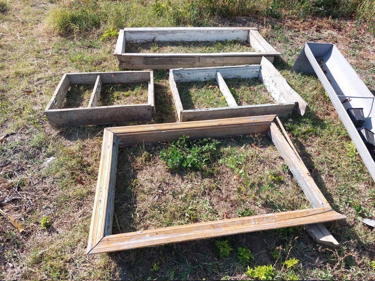 Old window and door frames. These will be raised beds.