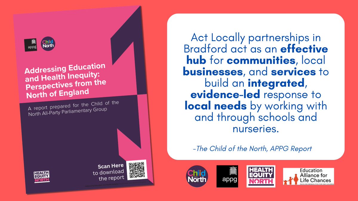 For more information about the EALC’s innovative Act Locally programmes, read chapter 7 of the recently published APPG Child of the North report. You can read the full version here: bradfordbirthto19.co.uk/news/appg-chil…