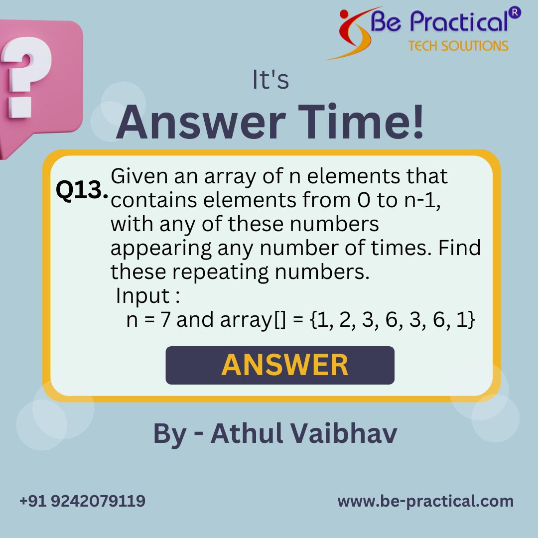 bepractical_com's tweet image. Discover how to find and reveal repeating numbers within an array containing elements from 0 to n-1.
Call us for a job-ready course: 919242079119
youtu.be/XYBBliPAaV0
#JavaProgramming #CodingTutorial #AlgorithmExplained #ArrayManipulation #ProgrammingChallenge #TechTutorial