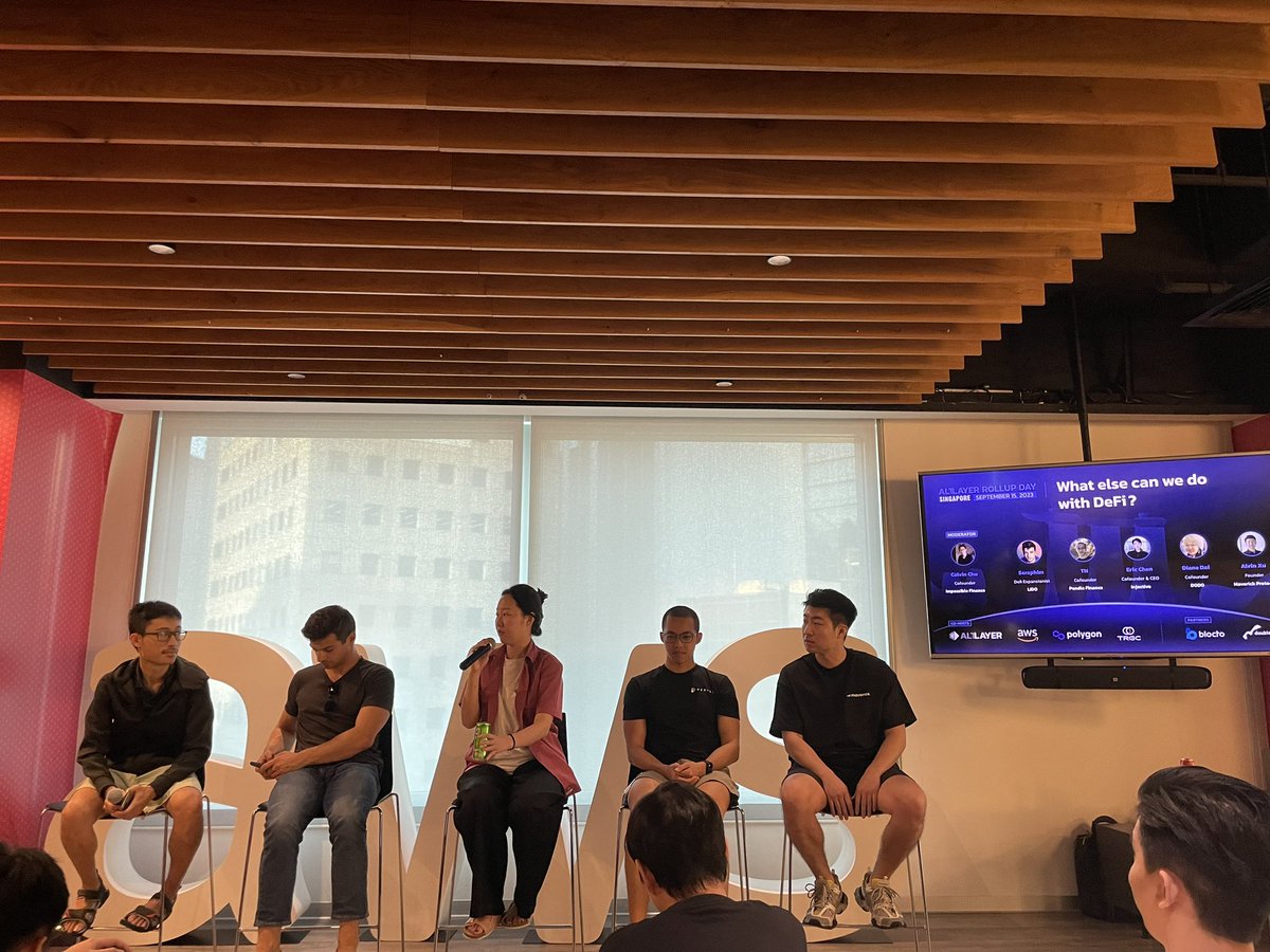 Really informative DeFi panel at <a href="/alt_layer/">AltLayer</a> Rollup Day. DeFi is the best use case for crypto so far. Composability is the key for DeFi protocols. LSTs can be trending in the next cycle. <a href="/calchulus/">Calvin | Impossible is always BUIDLing</a> <a href="/impossible_/"></a> <a href="/MacroMate8/">Seraphim</a> <a href="/LidoFinance/">Lido</a> <a href="/0xdai2/">JellyQQ</a> <a href="/BreederDodo/">DODO</a> <a href="/tn_pendle/">TN | PendleBoros</a> <a href="/pendle_fi/">Pendle</a>