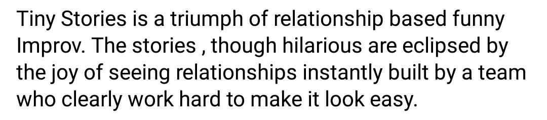 We had the best time at the delightful <a href="/robinhoodimprov/">Robin Hood Improv</a> festival last weekend!! Was awesome to see so many incredible improvisers from all over the world 🌍

And thank you so much to the very lovely <a href="/MrJonNguyen/">Jon Nguyen</a> for these kind words on our set 😊✨
