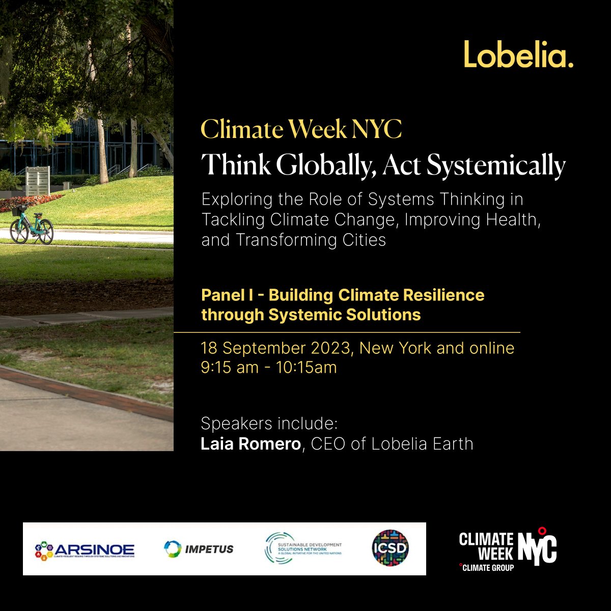 📅18/09 : Laia Romero will be discussing how to build more resilient systems at the @ICSD_Conf in #NY Hosted by @SDSN_EU, @ARSINOE_EU and @ClimateImpetus #ClimateWeekNYC #ICSD2023 #SDGs Register here 👉bit.ly/3EyBkZ8