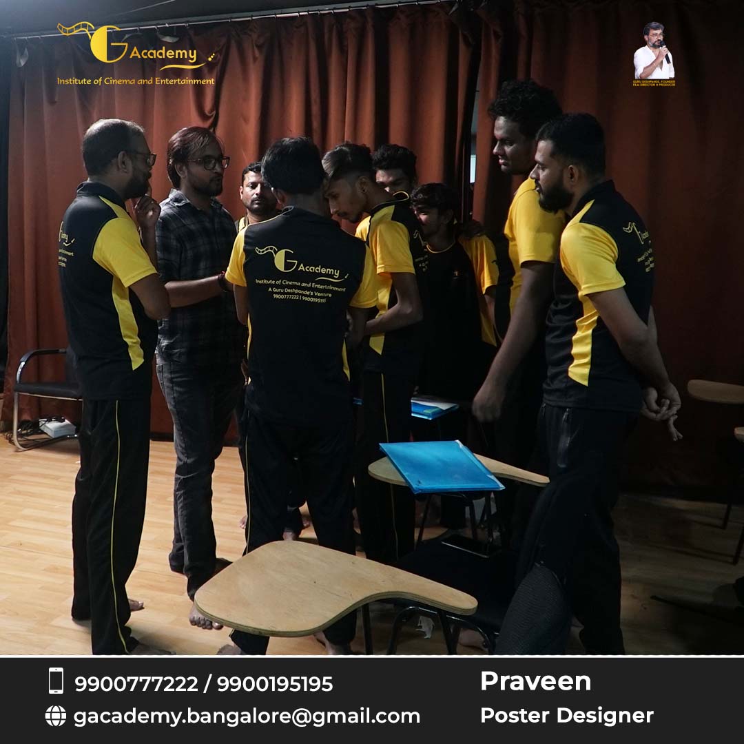 GACADEMY5's tweet photo. Movie Poster Desiging Workshop at G Academy
From Praveen , the Poster Designer of #Kshetrapati #thuthumadike #hondisibareyiri 
.
Get a Certified 3 Months Acting Course from G Academy
Visit https://t.co/Y7JrKnNWRN
Or call now on 9900777222, 9900195195
#gacademy @Gurudeshpande36 https://t.co/VMK8yP4qsC
