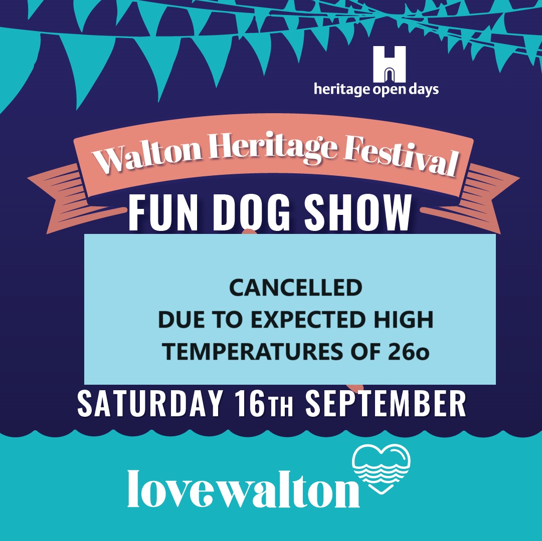 WoTHeritageDay (@wotheritageday) on Twitter photo Announcement: DOG SHOW CANCELLED:IN THE BEST INTERESTS OF DOGS, we <a href="/welovewalton/">Love Walton</a> have taken the responsible decision to cancel the dog show tomorrow 16/9. Facts show that heat of 24-27 degrees are extremely dangerous to dogs health. Thank you for your understanding and support. Announcement: DOG SHOW CANCELLED:IN THE BEST INTERESTS OF DOGS, we <a href="/welovewalton/">Love Walton</a> have taken the responsible decision to cancel the dog show tomorrow 16/9. Facts show that heat of 24-27 degrees are extremely dangerous to dogs health. Thank you for your understanding and support.