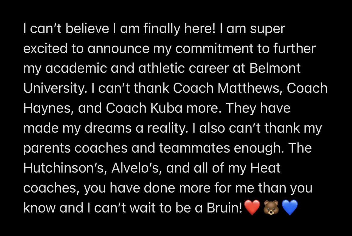 AllyMiddleton9's tweet photo. I can’t wait to be a Bruin!!!❤️🐻💙
@BelmontSoftball @LauraMatthews12 @k_haynes9 @kubs25 @OFCHeat06 @CvilleVSoftball @chselksad https://t.co/uAIYwzOu5g