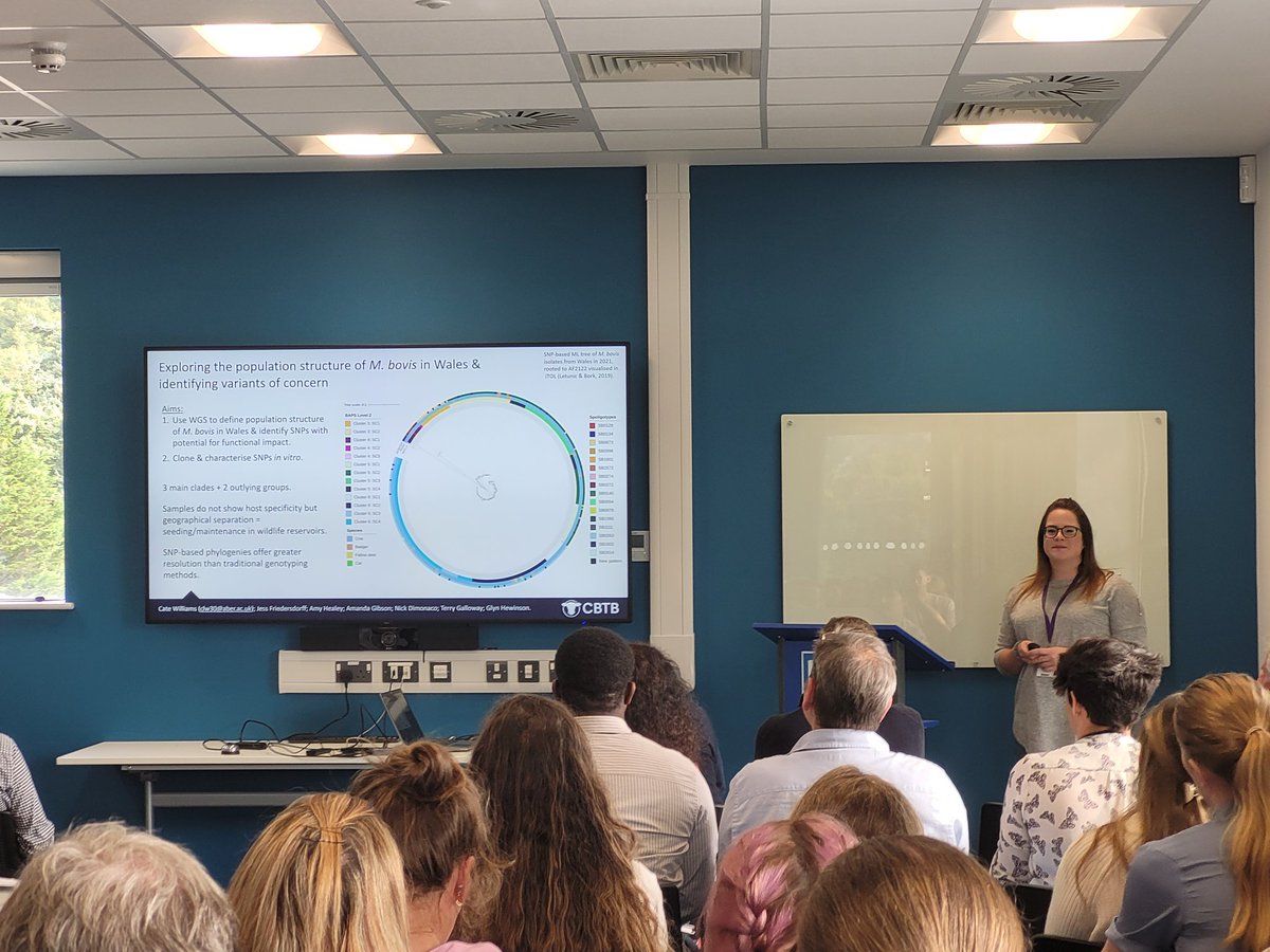 2 for 2!! In as many weeks, Cate is smashing the presentations! Our very own <a href="/CateLW_/">Cate Williams</a> discussing her fab work on M. bovis isolates in Wales at <a href="/AberDLSAGB/">Aberystwyth University DLS/AGB</a> Festival of Research! #ECR #TB #postdoc