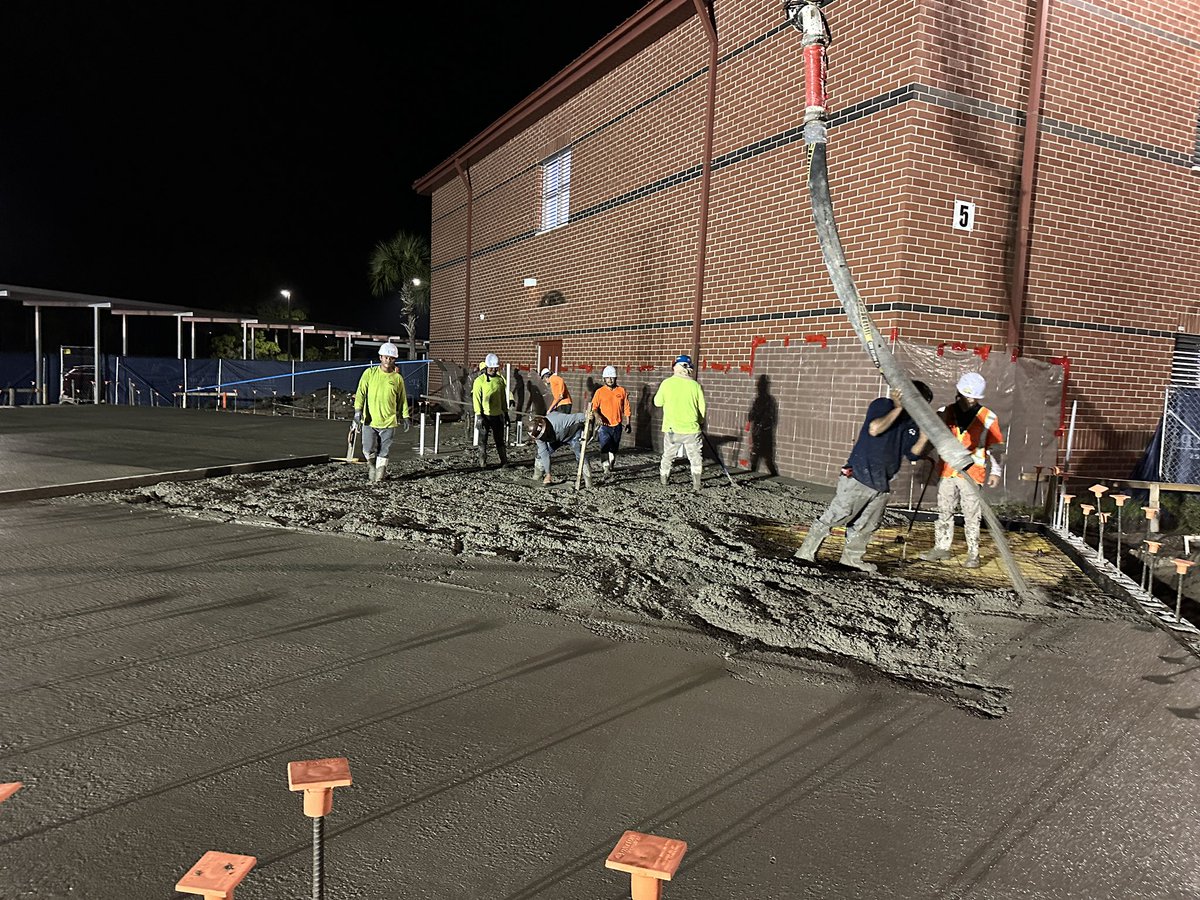 Building 5 slap 150 yard of concrete started at 4am and completed 7am. <a href="/PirateNationMHS/">Pirate Nation MHS</a> <a href="/FlaglerSchools/">FlaglerSchools</a> <a href="/FlaglerSoup/">Supt. LaShakia Moore</a> <a href="/KoryBush24/">Kory Bush</a> <a href="/kboze18/">Kristin Bozeman</a>