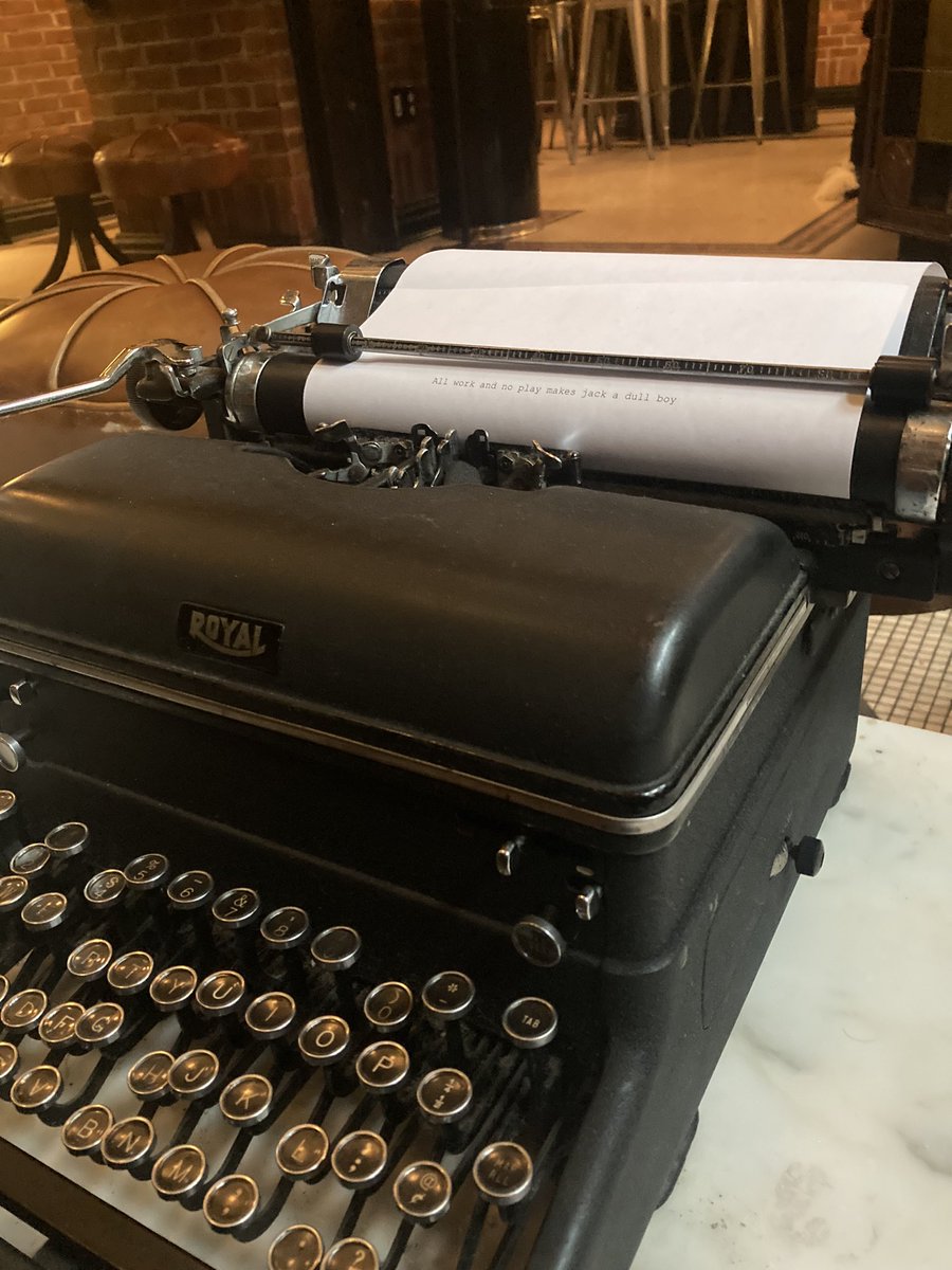 Lovely old typewriter I spotted in a hotel lobby this week.

Made me smile when I looked a little closer…

Can you name that movie?