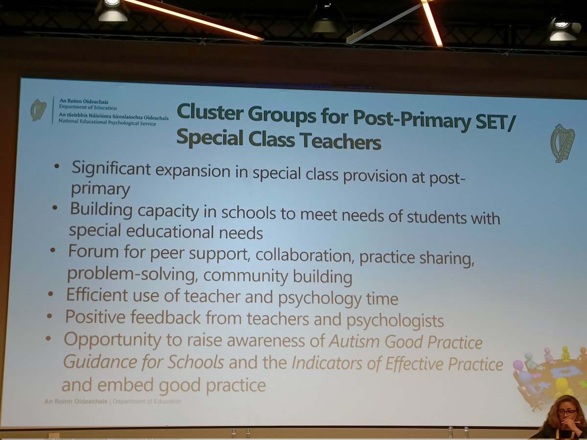 Great to hear from Chris Chapple, NEPS, that NEPS cluster groups will be established this year across regions for SETs and Special Class teachers in post primary schools. #SustainedSupport #CommunityOfPractice @JMB_Secretariat