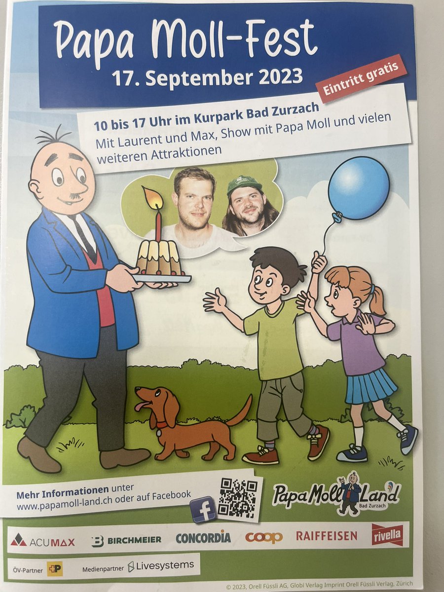 BadZurzach's tweet photo. Am Sonntag steigt das fünfte Papa Moll-Fest in Bad Zurzach! Es wird wieder ein totales Spektakel! https://t.co/wX5WR23OC4 #papamoll #wellnessdestination https://t.co/eLFa4RUrRv