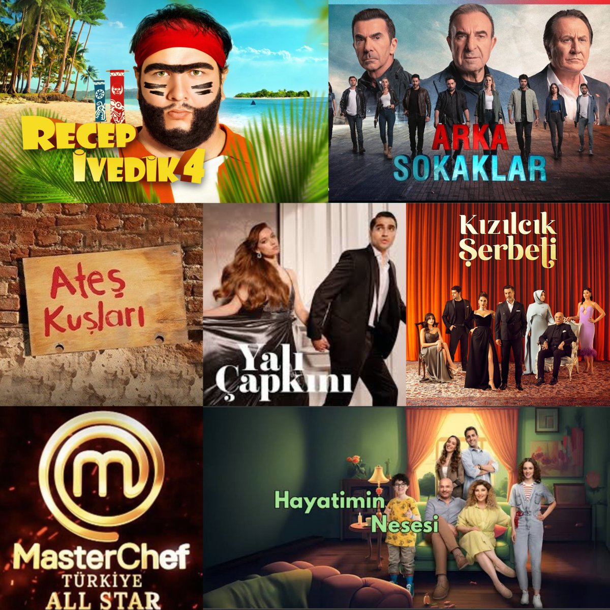 Dizilerinkrali's tweet photo. Bu akşam yayın akışı 🍁����

STAR TV: #YalıÇapkını 
SHOW TV: #KızılcıkŞerbeti 
KANALD: #ArkaSokaklar
ATV: #AteşKuşları
TRT 1: #HayatımınNeşesi
TV8: #MasterChefAllStar 
FOX TV: #Recepİvedik4 https://t.co/PVOPtMUBfG