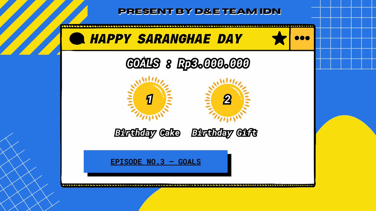 — Goals

Seperti yang kita bahas sebelumnya, kita memiliki beberapa rencana dalam project ini. Tentu tidak project ini tidak hanya dari kita, ini akan jadi project bersama ELF semua.

Klik link dan isi form ini untuk berpartisipasi💙
bit.ly/DHbdayproject