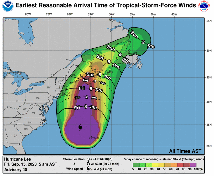 LimWeather's tweet photo. Dangerous #Lee still at 85mph C1 #TropicalStorm, #Hurricane Warnings/Watches are in effect in #Bermuda, #NewBrunswick,#NovaScotia, Atlantic #Canada, E #NewEngland
#tropicswx #wxtwitter #HurricaneSeason2023 #HurricaneSeason #HurricaneLee #MAwx #NHwx #MEwx #NSwx #NBwx #NLwx #PEIwx https://t.co/Mj2gjP9sXb
