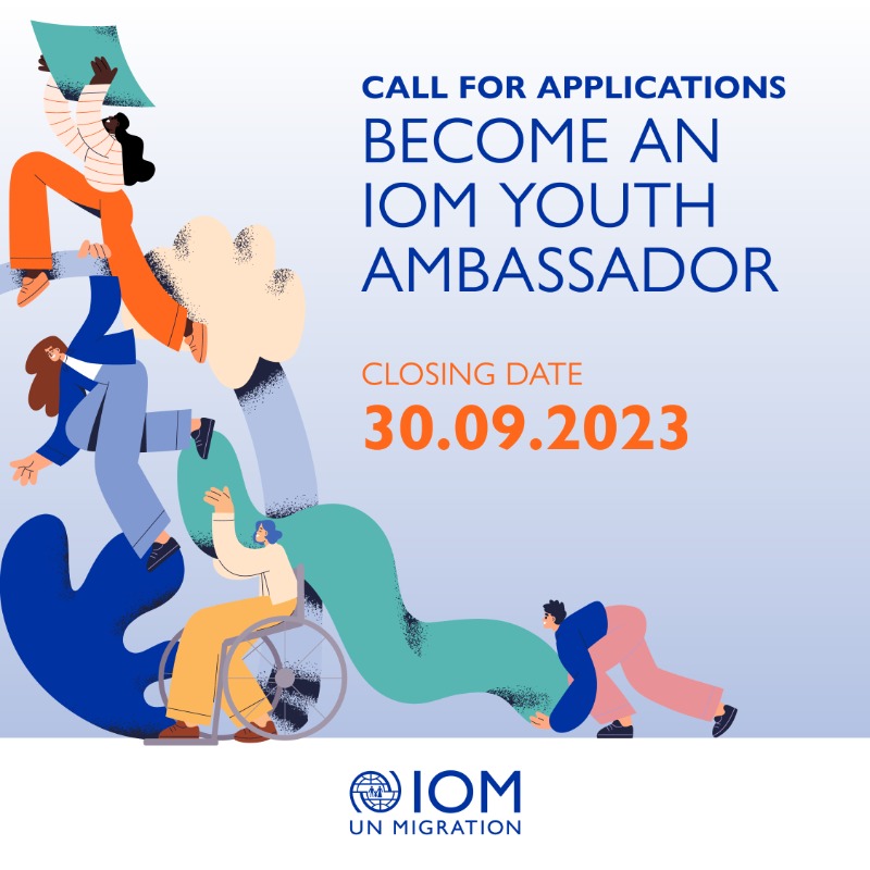 UNmigration's tweet photo. 🔥 Ready to ignite change? 🔥
 
Apply now to become the IOM Youth Ambassador and spark change in communities.  
 
🗓️ Hurry! Applications are due by 30 September 2023. 

https://t.co/jOxPlatQxQ