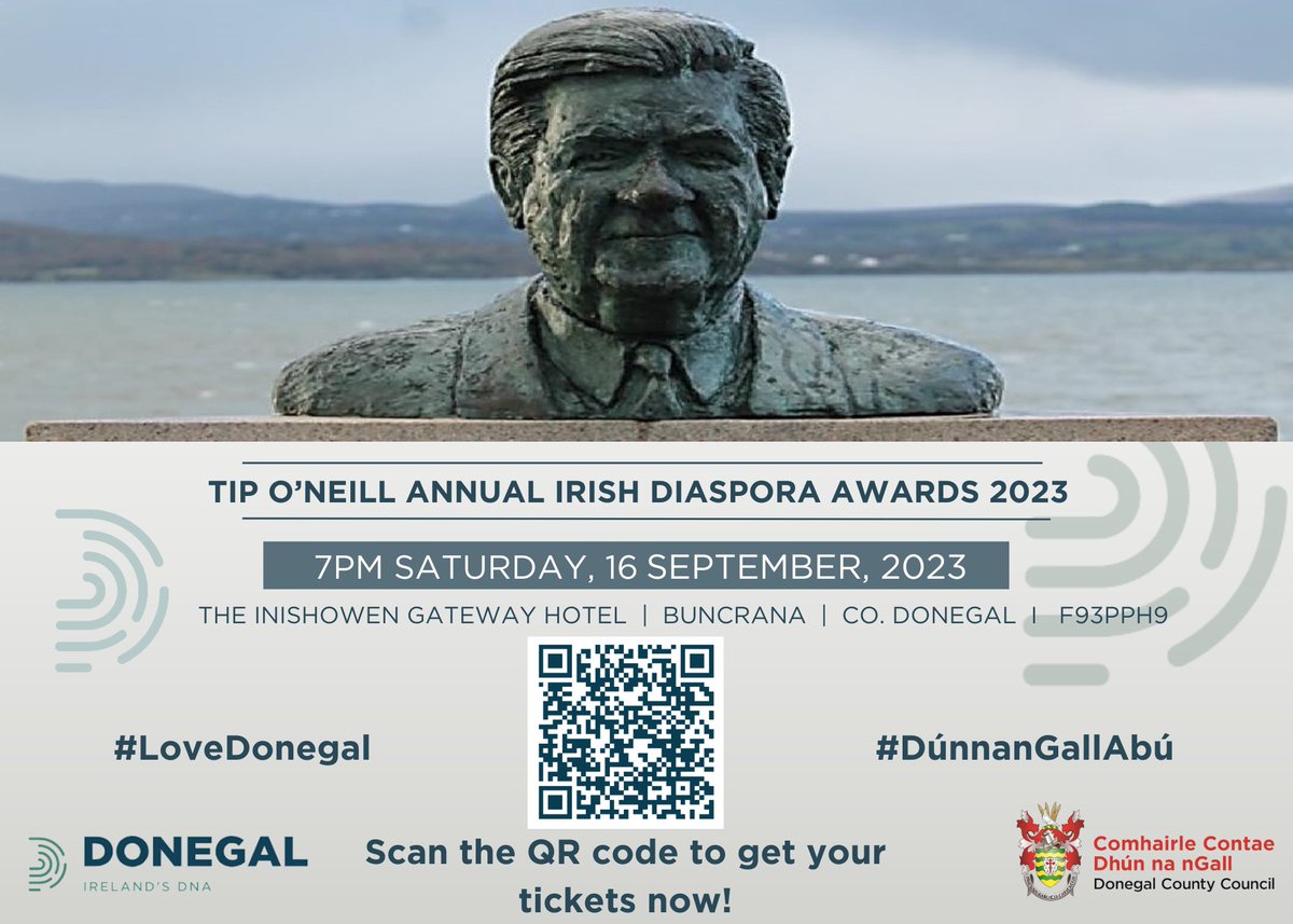 Almost time for the Annual Tip O'Neill Irish Diaspora Awards at the @Inishowenhotel in Buncrana. Limited number of tickets remain, don't miss out on a wonderful night of celebration and entertainment! #DonegalItsInOurDNA donegal.ie/news/2023/sept…