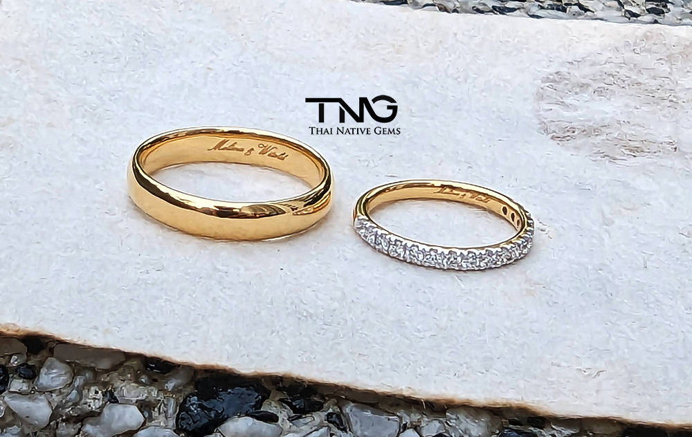 gems_bangkok's tweet image. Thanks, Melina &amp;amp; Witold for your trust and for coming back to custom-make matching wedding bands with us.

Her ring is set with half-eternity 0.31-carat pavé set small diamonds and his ring a simple 18K yellow gold.

#matchingband #weddingrings #weddingbands
