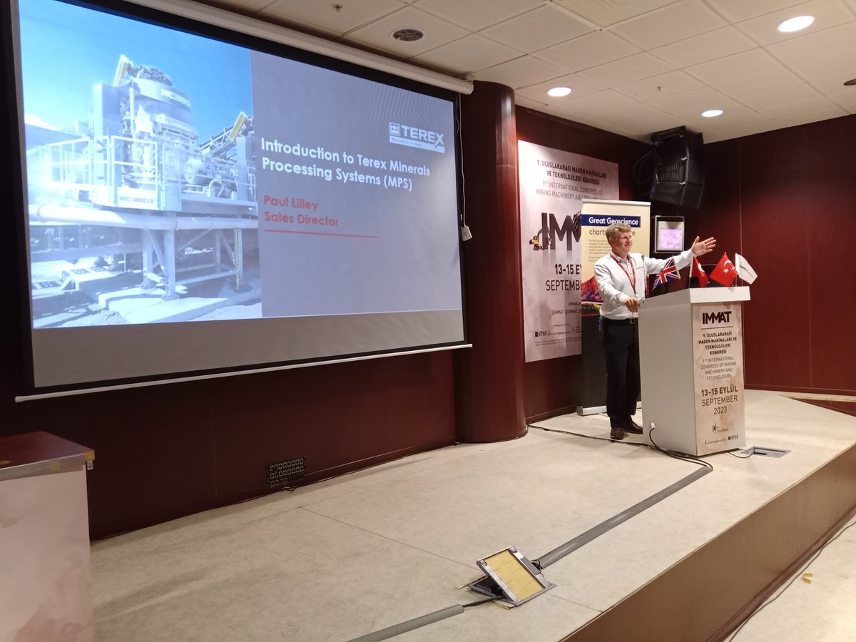 Paul Lilley presented at the 9th International Congress of Mining Machinery and Technologies. He shared invaluable insights about Terex Minerals Processing Systems during the event, held alongside MINEX Turkey tradeshow. #MiningTech #TerexMPS