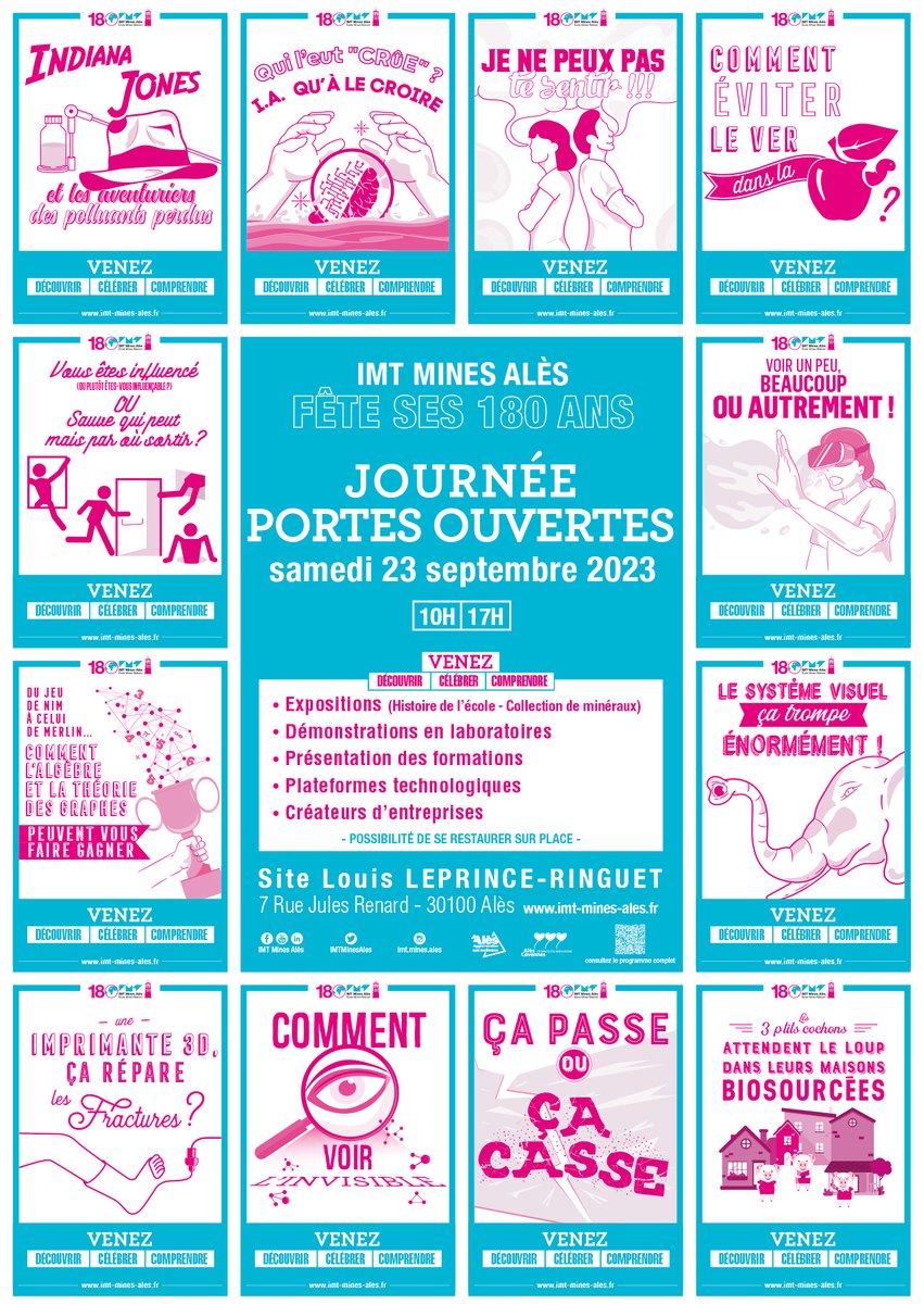 IMTMinesAles's tweet photo. [PETIT RAPPEL🔔]

N'oubliez pas de noter la date et de réserver votre samedi 23 septembre... Nous ouvrons les portes de l'école ! 📅

📍 Site Louis Leprince-Ringuet - 7 Rue Jules Renard à Alès
⌚️ 10h -17h

#IMTMinesAlès #JournéePortesOuvertes https://t.co/cgi1P9QYzd