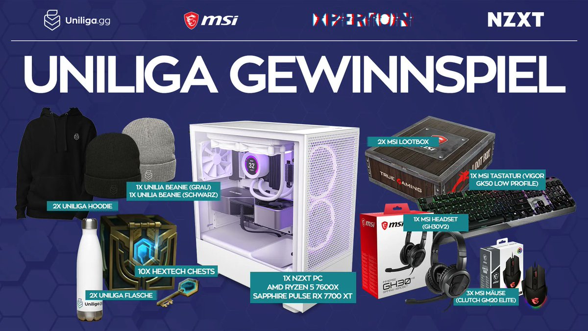 Das Gewinnspiel für unser Uniliga Finalwochenende im @xperion_germany startet JETZT! 🤩 Ihr könnt unter anderem einen Gaming PC von @NZXT im Wert von mehr als 1.700€ gewinnen. Hier könnt ihr bis Samstag, 16.09.23, 23:59:59 Uhr teilnehmen: buff.ly/46eu6Fo