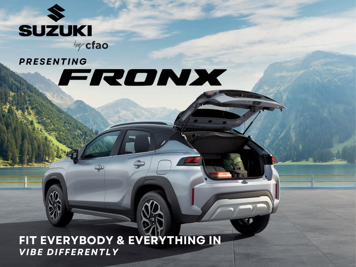 Drive confidently and Enjoy your weekend with the new Suzuki Fronx. 

#suzuki #fronx #vibedifferently #crossoversuv #newsuv #faceofnewsuv #suzukibycfao #cfaomotorstanzania