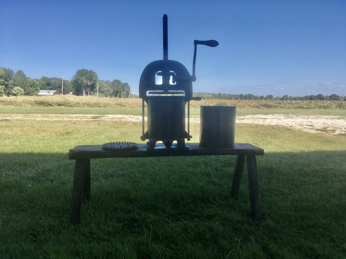 True_Morel's tweet photo. Today my Dad and I revived a cider press that belonged to his grandfather (b.1867 d. 1943), picked apples and pressed cider. First use in about 80 years. Life is good. So is cider. https://t.co/MlaXgZnn5d