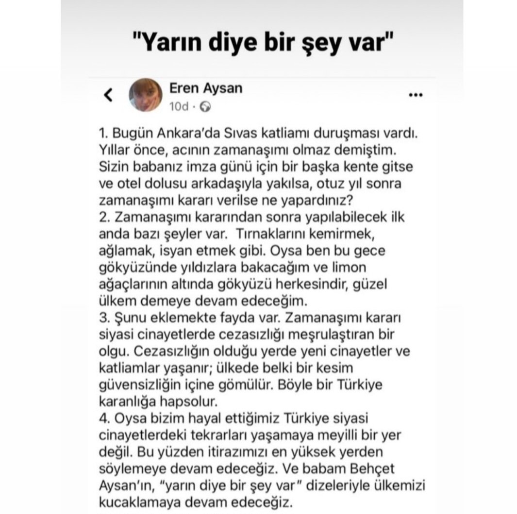 Yarın diye bir şey var ...
#SivasKatliamınıUnutmadık