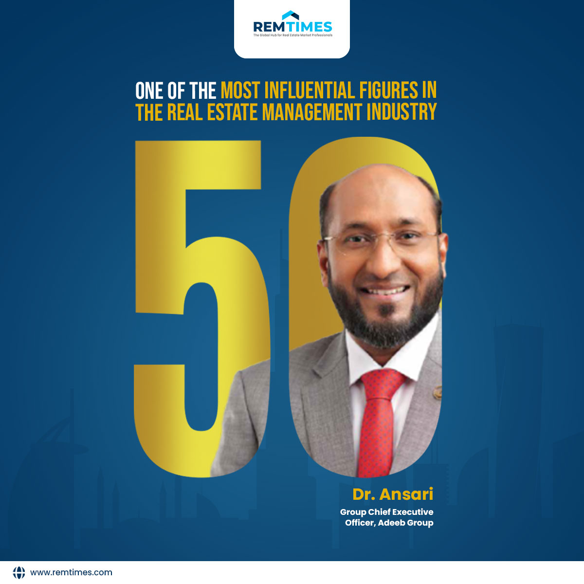 AdeebFM's tweet photo. 🎉 Exciting News! 🌟 Our Group CEO, Dr. Ansari, is now part of REM 50, celebrating Real Estate Management's finest. Dive into his inspirational journey and more remarkable professionals in the coffee table book by @REMTIMES. Don't miss it: https://t.co/Y5lIHY7w1y ✨ #REM50 https://t.co/bMLSjIP6WY