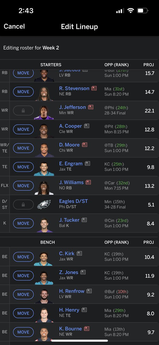 thehooch03's tweet photo. @PickingLastFF @SalVetriDFS Should I be starting Zay over Amari??

Took a bad L last week, in a two QB league with Lamar and Geno. Yeah, sucks. Had the first pick lucked out on JJ, but everyone else kinda failed to perform week 1. Hoping for bounce back.

Let me know y’all’s honest thoughts on if zay is it https://t.co/Ego68mxGs5
