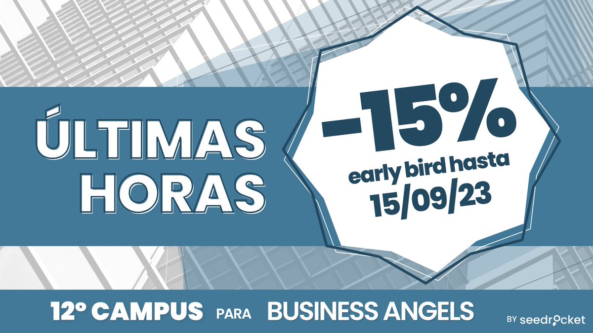 ⏰ ¡Últimas horas #MatrículaEB en #CampusBusinessAngels! ¡Apúntate ya y no dejes escapar la oportunidad de formarte en el mundo de la inversión en #startups con los mejores profesionales! 🗓️ 27 y 28/10 📍Madrid Infórmate aquí ➡️ seedrocket.com/campus-para-bu…