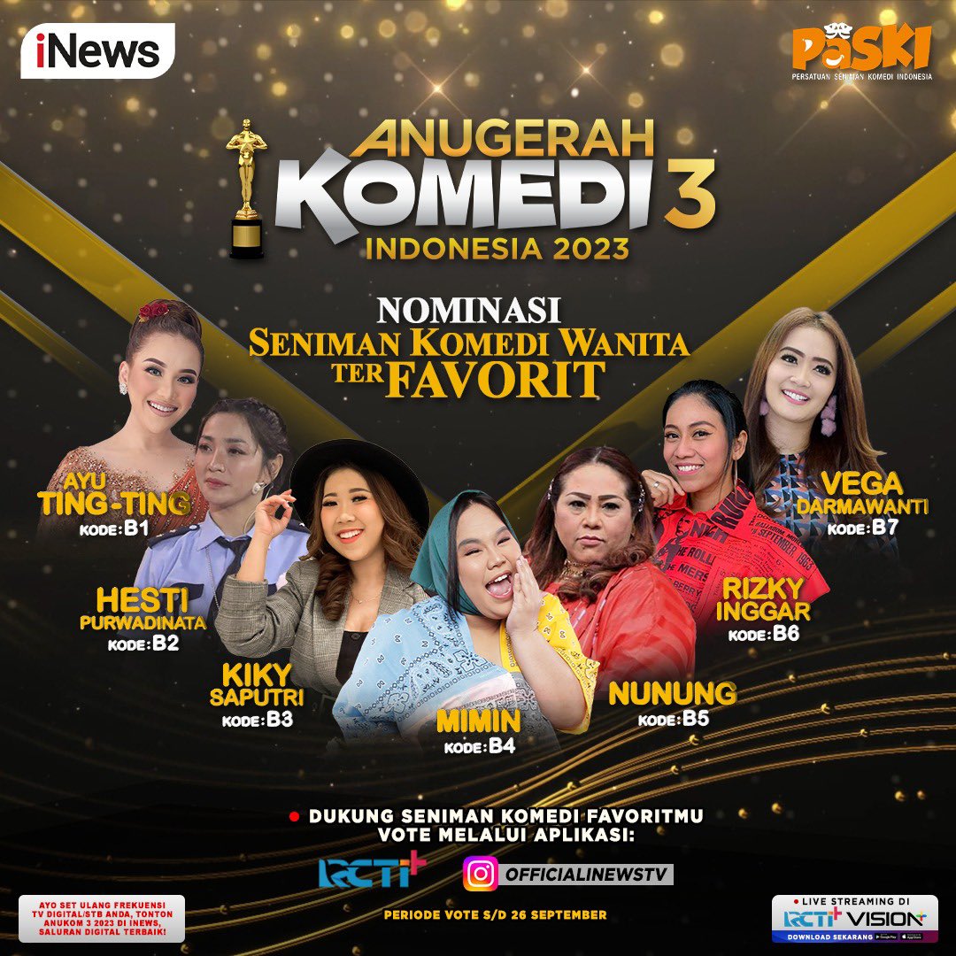 jarwokuat's tweet photo. Vote melalui : RCTI+ atau IG @OFFICIALINEWSTV
#paski #anukom3 #salamkomedi https://t.co/9YogD9xpVu