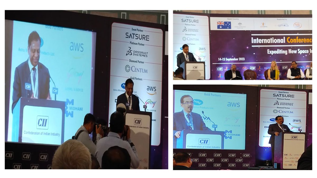 centumelec's tweet photo. The inaugural speech by #Centum Electronics Chairman &amp; Managing Director and the Co-Chair of #CII Mr. Apparao Mallavarapu, providing industry perspective, has set the tone for international Space Conference. https://t.co/XHwvPIYI4c