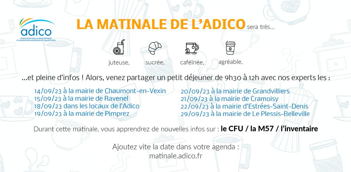EmmanuelViv's tweet photo. Ce matin, la matinale de l'Adico nous amène à la #mairie de Ravenel, située sur le territoire de la Communauté de Communes du Plateau Picard #Oise. On vous y  attend avec le café, le thé et les viennoiserie (et le seul et le vrai pain au chocolat bien entendu). @Adico60 https://t.co/dTJqm9Pj0D