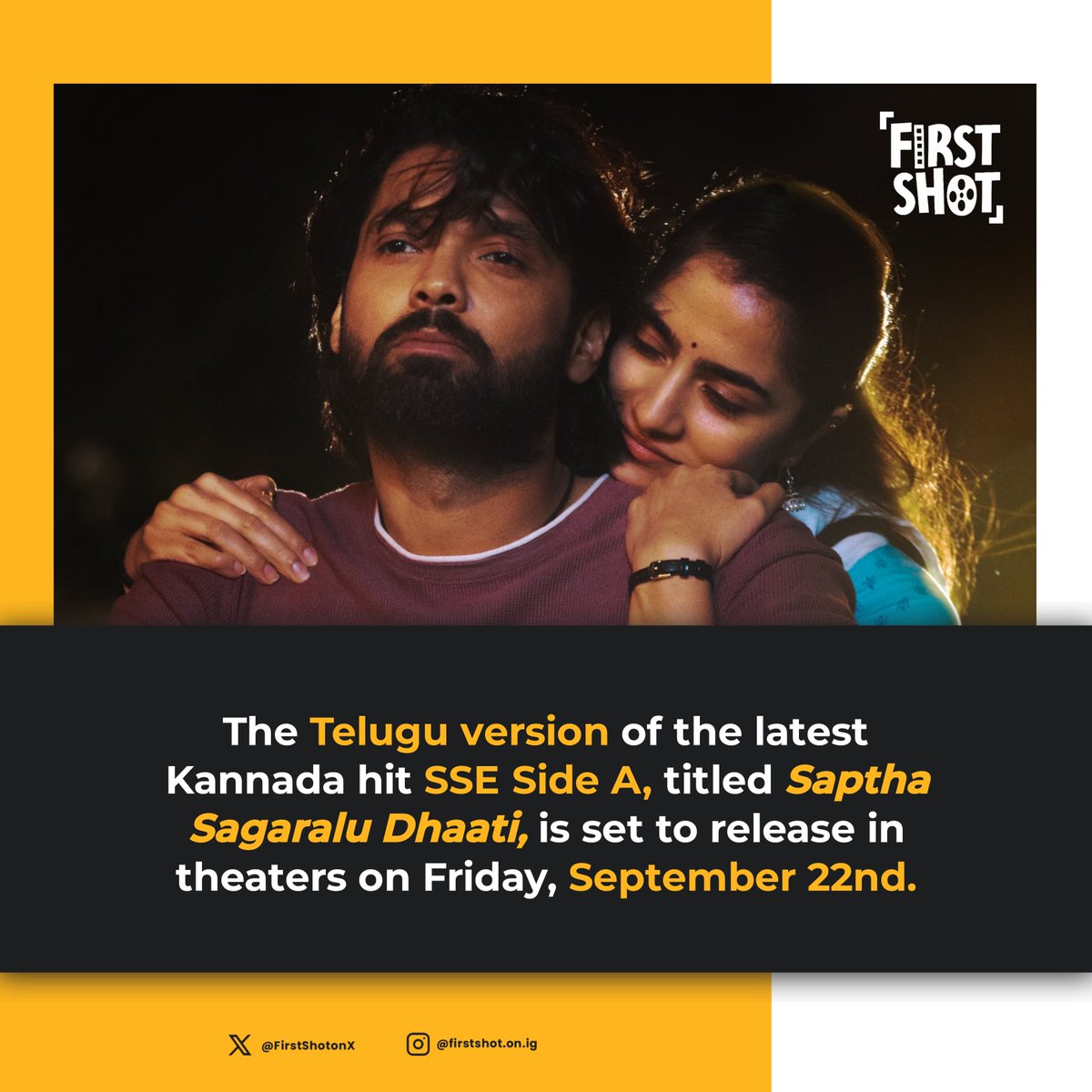 FirstShotonX's tweet photo. #SapthaSagaraluDhaati in Cinemas from September 22nd. https://t.co/ZmkgaZgPap