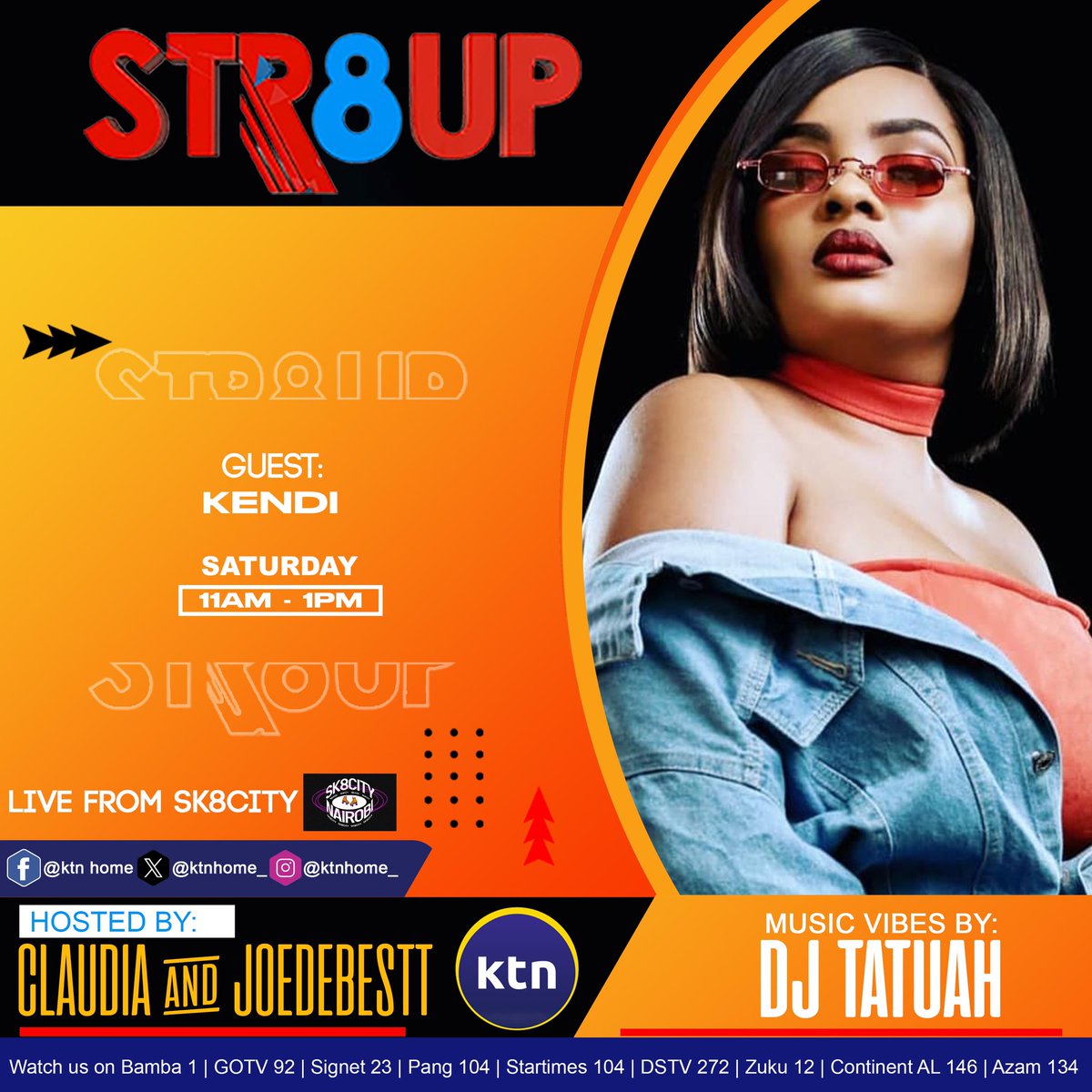 yustaseggy's tweet image. Yooow! #Saturdays are meant for enjoyment! Cheki line up!!! We’ll be live from @Sk8cityNairobi @ktnhome_ @Joedebestt @Claudianaisabwa #Str8up