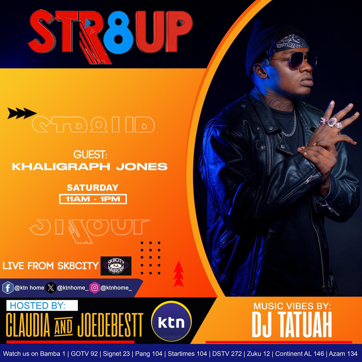 yustaseggy's tweet image. Yooow! #Saturdays are meant for enjoyment! Cheki line up!!! We’ll be live from @Sk8cityNairobi @ktnhome_ @Joedebestt @Claudianaisabwa #Str8up