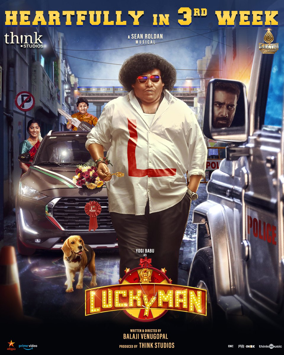 SakthiFilmFctry's tweet photo. 3 weeks of making magic on screen- #LuckyMan! Running Successfully! Don't miss out✨

Book Now- https://t.co/6rO2x40k45

#LuckyManReviews 
#TimeToFeelGood

@iYogiBabu @ThinkStudiosInd @balajesaar @ActorVeeraBahu @actorabdool_lee
@RaichalRabecca  @RSeanRoldan @iamkarki
@sandeepkvijay_ @sabadesigns213 @nandini_maran @ganesh_madan @tkishore555 @thinkmusicindia @SakthiFilmFctry @sakthivelan_b @Harshath_rvs @DuraiKv @sathishoffl  @DoneChannel1 @ProRekha  @decoffl
