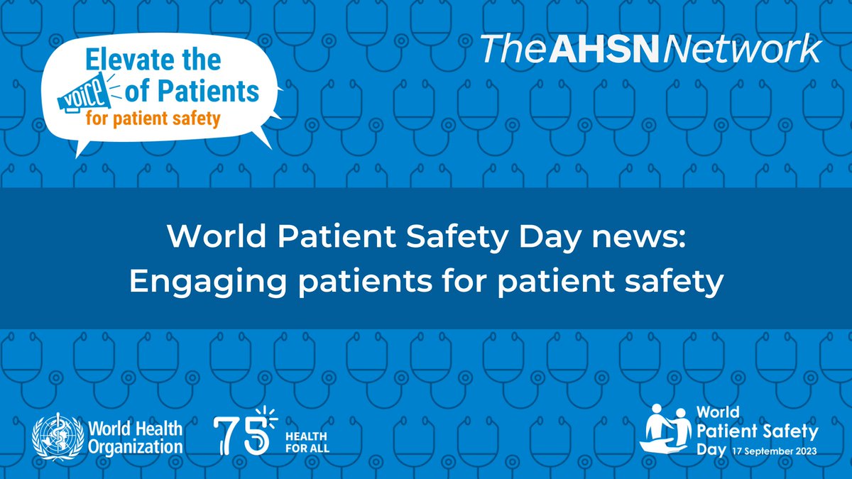 ‘Engaging patients for patient safety’ is the theme for #WorldPatientSafetyDay. We asked #AHSNs to share examples of involving patients to further patient safety. Read stories from 4 AHSNs in our latest news item: ahsnnetwork.com/news/engaging-…
@HINSouthLondon 
@WessexAHSN
@ptsafetyNHS