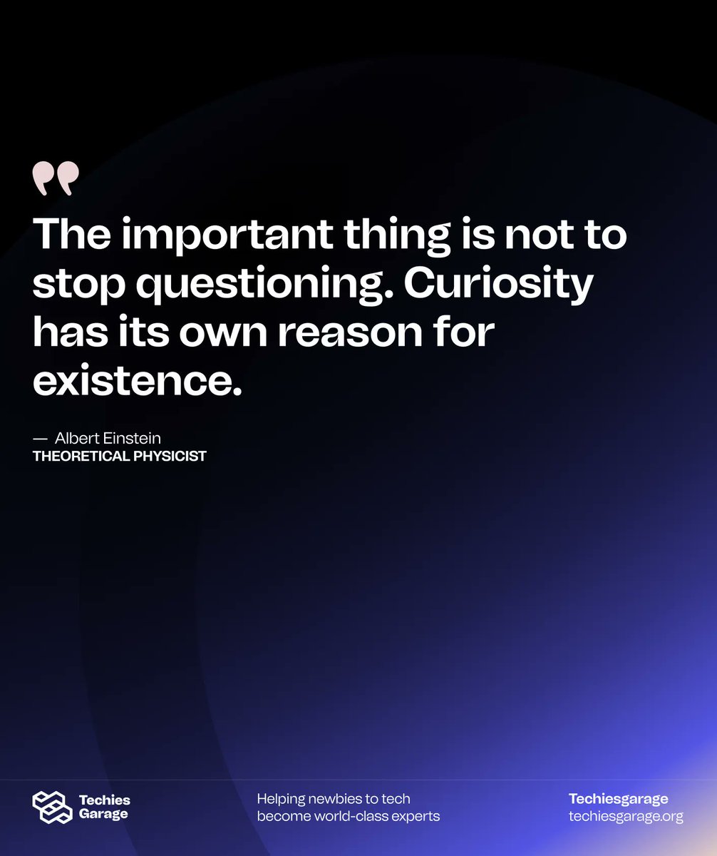 techiesgarage's tweet photo. The questions we ask are as important as the answers that come out of them, we must keep asking and keep growing.
#techiesgarage #tech https://t.co/WxiPLHvV6e