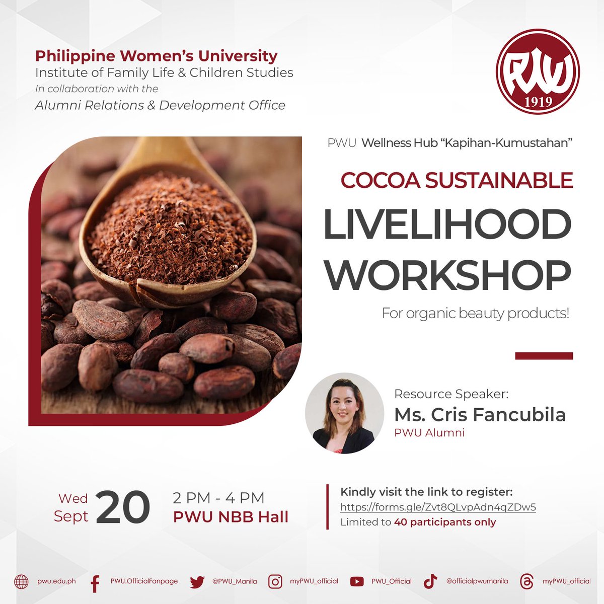 PWU_Manila's tweet image. Once more we invite you all to join us for our 𝗞𝗔𝗣𝗜𝗛𝗔𝗡 𝗔𝗧 𝗞𝗨𝗠𝗨𝗦𝗧𝗔𝗛𝗔𝗡!.

Come one and all, and Learn and Earn!

🔗 𝗬𝗼𝘂 𝗺𝗮𝘆 𝗿𝗲𝗴𝗶𝘀𝘁𝗲𝗿 𝗼𝗻 𝘁𝗵𝗶𝘀 𝗹𝗶𝗻𝗸: forms.gle/Zvt8QLvpAdn4qZ…

#IFLCS
#TLSActivity
#TransformativeLearning