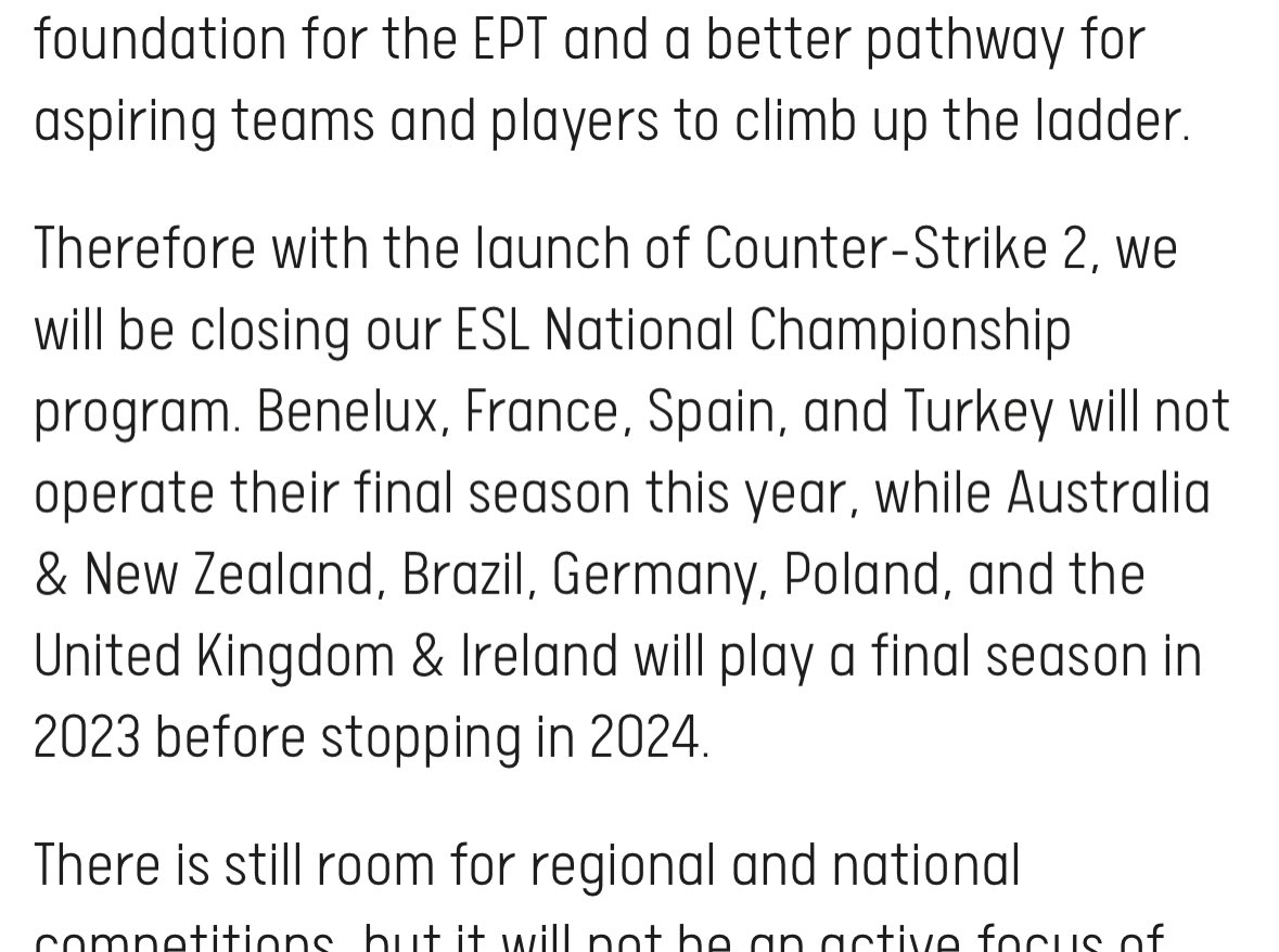 Das Ende der Nationalen Szenen wow……..

Ergo es gibt ab nächstem Jahr keine #ESLMeisterschaft mehr 

Mir fehlen ein wenig die Worte