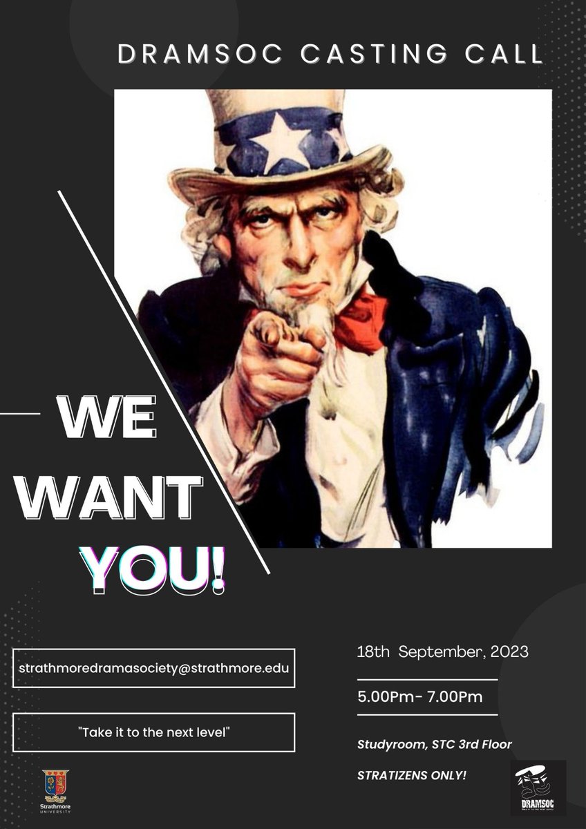 Are you interested in joining DRAMSOC? 🎭

Well, this is for you! On the 18th of September from 5.00 p.m. to 7.00 p.m., there will be auditions 

Break a leg 😉✨