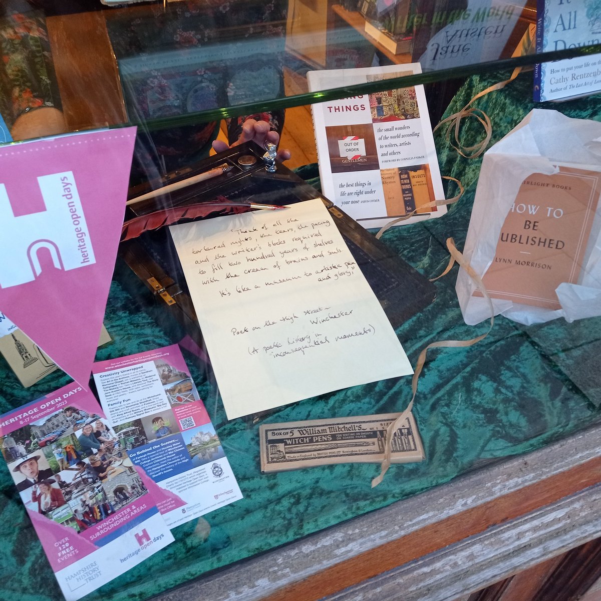 Bookwells's tweet photo. #CreativityUnwrapped is the theme of this year's @WinchesterHods @heritageopenday &amp; our colleague Jenny has created a wonderful window display. https://t.co/D3EotDPZ5f