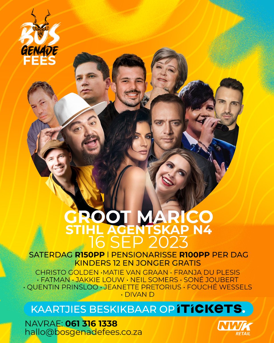 QuentinPrinsloo's tweet photo. Weet jy waar is GROOT MARICO in Noord-Wes?
Die hele qp Span is oppad na die BOSGENADE FEES.
Sien jou daar!
#quentinprinsloo
#musiekfees
#kunstefees
#lekker https://t.co/VwtZX6PCtD
