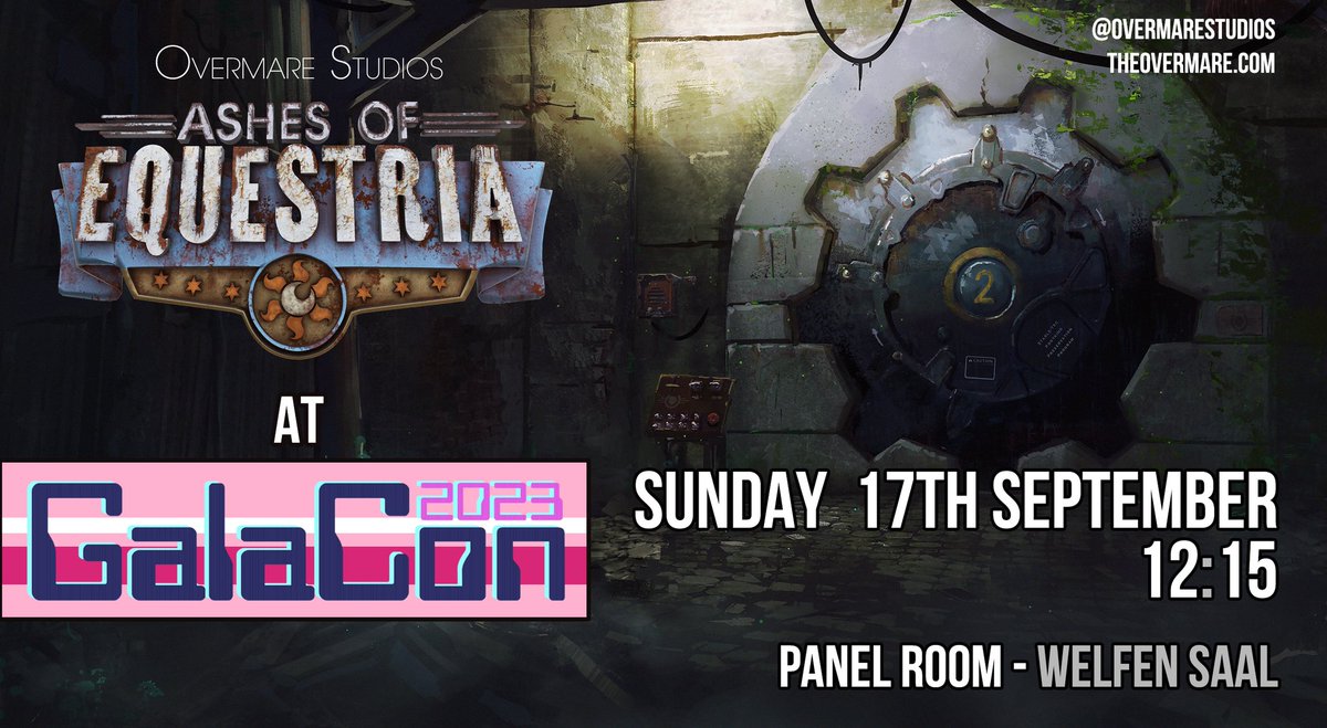 OvermareStudios's tweet photo. Ready for some Bizaam? If you're attending GalaCon 2023, come join our Ashes panel for the latest updates this Sunday 17th September at 12.15pm at Panel Room Welfen Saal. 

#AshesofEquestria #Overmare #MLP #Pony #Brony #Galacon https://t.co/xQO7Wp8esV