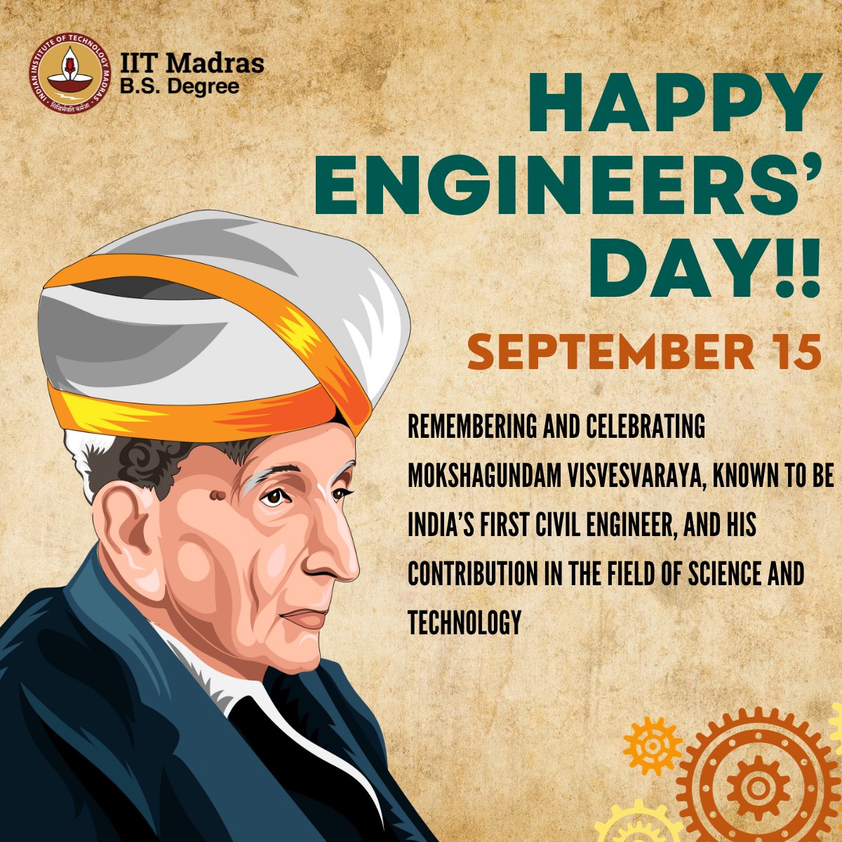 iitmadras_es's tweet photo. This Engineers' Day, we celebrate Mokshagundam Visvesvaraya, India's first Civil Engineer as well as all the civil engineers in our program.
Fun Fact 👇👇
#IITMadras #BSDegree #DataScience #ElectronicSystems #EngineersDay #CivilEngineers #Pioneers #India https://t.co/WgJZ8WUxJ3