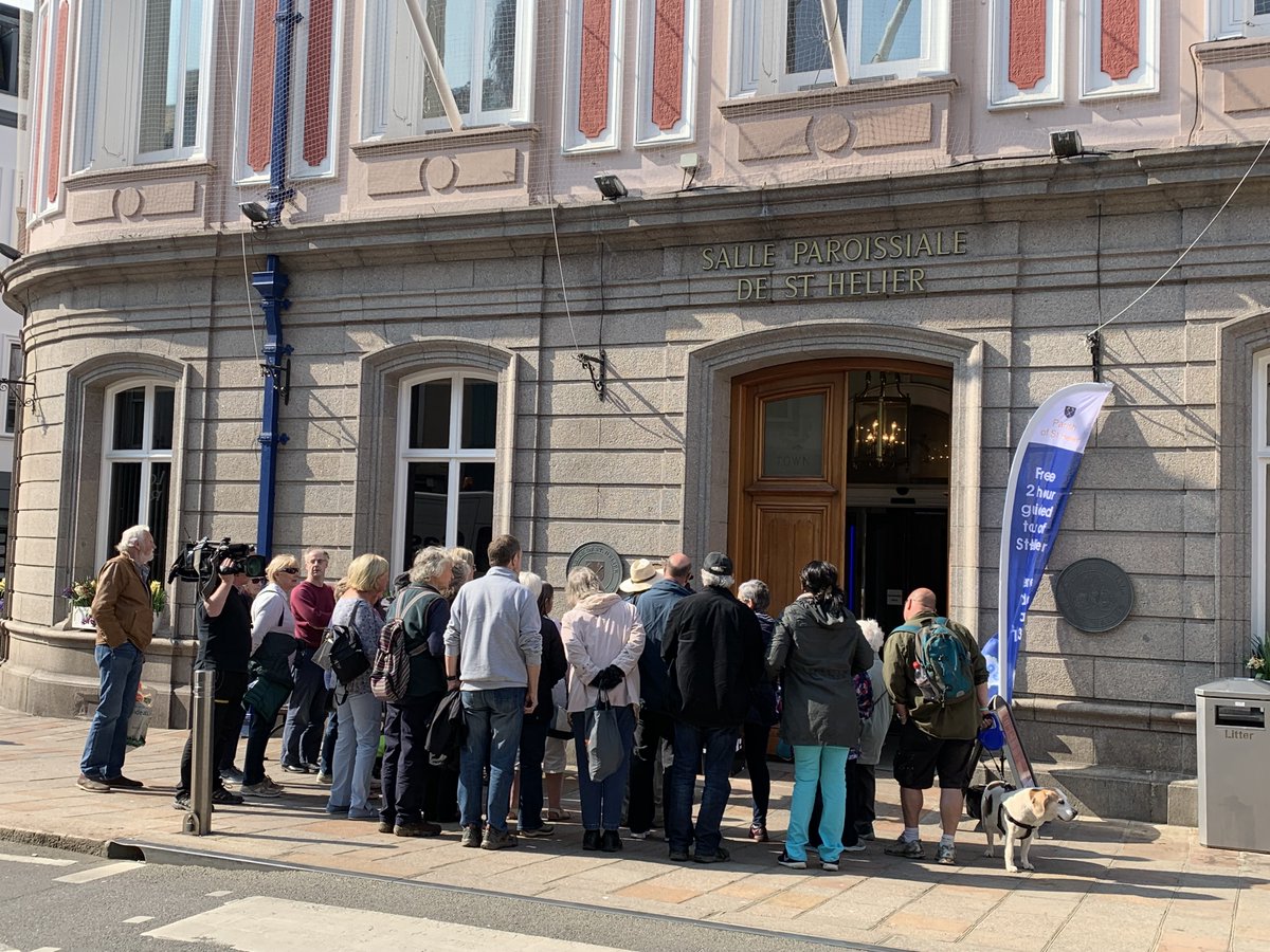 StHelierJsy's tweet photo. Today's free #StHelierHistoryWalk is 'Literary St Helier', led by #JerseyTouristGuidesAssociation's Tom Bunting. Leaving the Town Hall at 10.30am, all welcome but preferred if you book in advance via Eventbrite. See you shortly! #PoSH #PoSHHistoryWalks #PoSHEvents https://t.co/KMwtjxuRR6